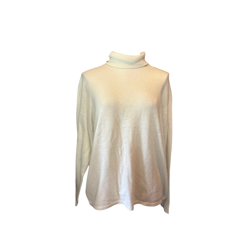 Drapers & Damons Cream 100% Cashmere Turtleneck Sweater XL Long Sleeve Knit
